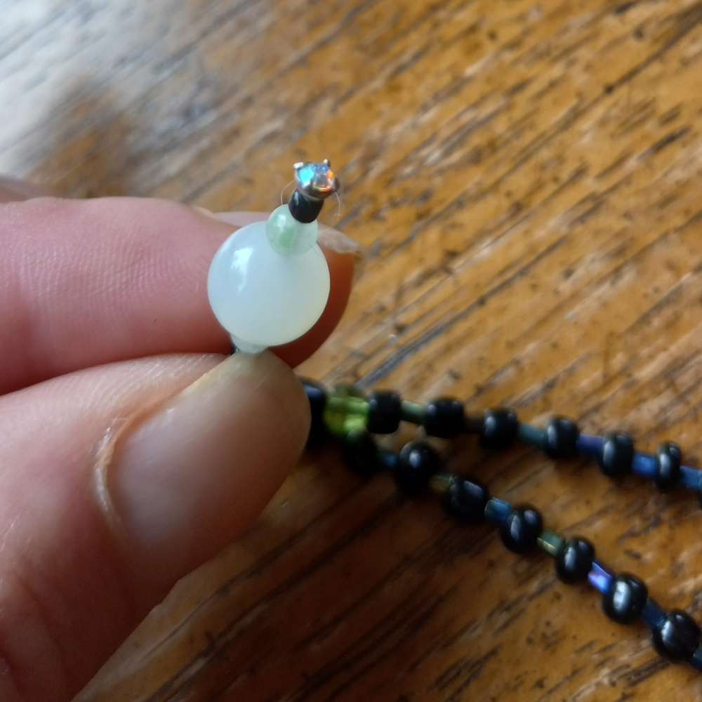 Jade Crystal Beaded Necklace!!!! - Picture 8 of 10